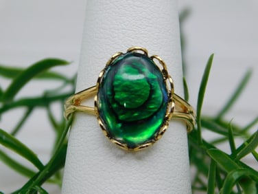 ABALONE STONE RING ROCK STONE LAPIDARY SPECIMEN