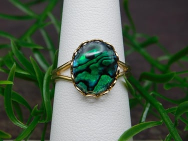 ABALONE STONE RING ROCK STONE LAPIDARY SPECIMEN