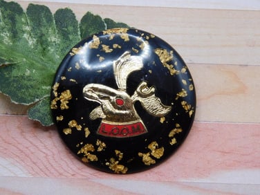 GOLD FLECKED L.O.O.M. CABOCHON ROCK STONE LAPIDARY SPECIMEN