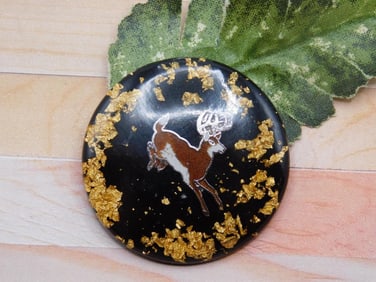 GOLD FLECKED DEER CABOCHON ROCK STONE LAPIDARY SPECIMEN