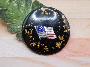 GOLD FLECKED FLAG CABOCHON ROCK STONE LAPIDARY SPECIMEN