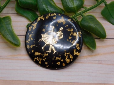 GOLD FLECKED DANCERS CABOCHON ROCK STONE LAPIDARY SPECIMEN