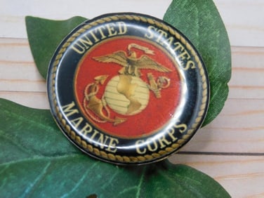 UNITED STATES MARINE CORPS CABOCHON ROCK STONE LAPIDARY SPECIMEN