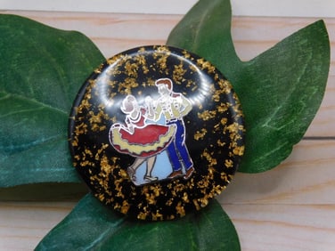 GOLD FLECKED DANCERS CABOCHON ROCK STONE LAPIDARY SPECIMEN