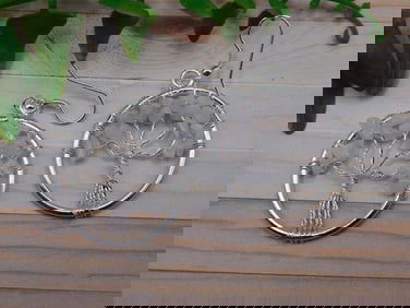 QUARTZ WIRE TREE EARRINGS ROCK STONE LAPIDARY SPECIMEN