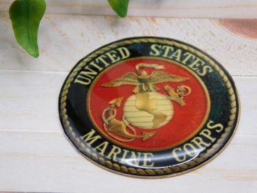 UNITED STATES MARINE CORPS CABOCHON ROCK STONE LAPIDARY SPECIMEN