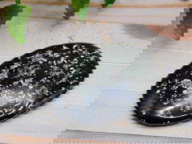 SILVER FLECKED CABOCHON ROCK STONE LAPIDARY SPECIMEN