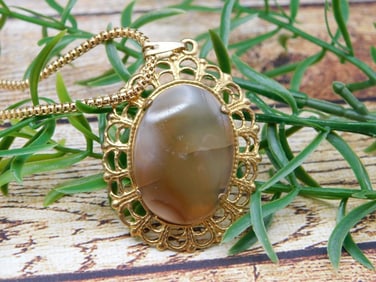 GENUINE STONE PENDANT ON CHAIN NECKLACE ROCK STONE LAPIDARY SPECIMEN