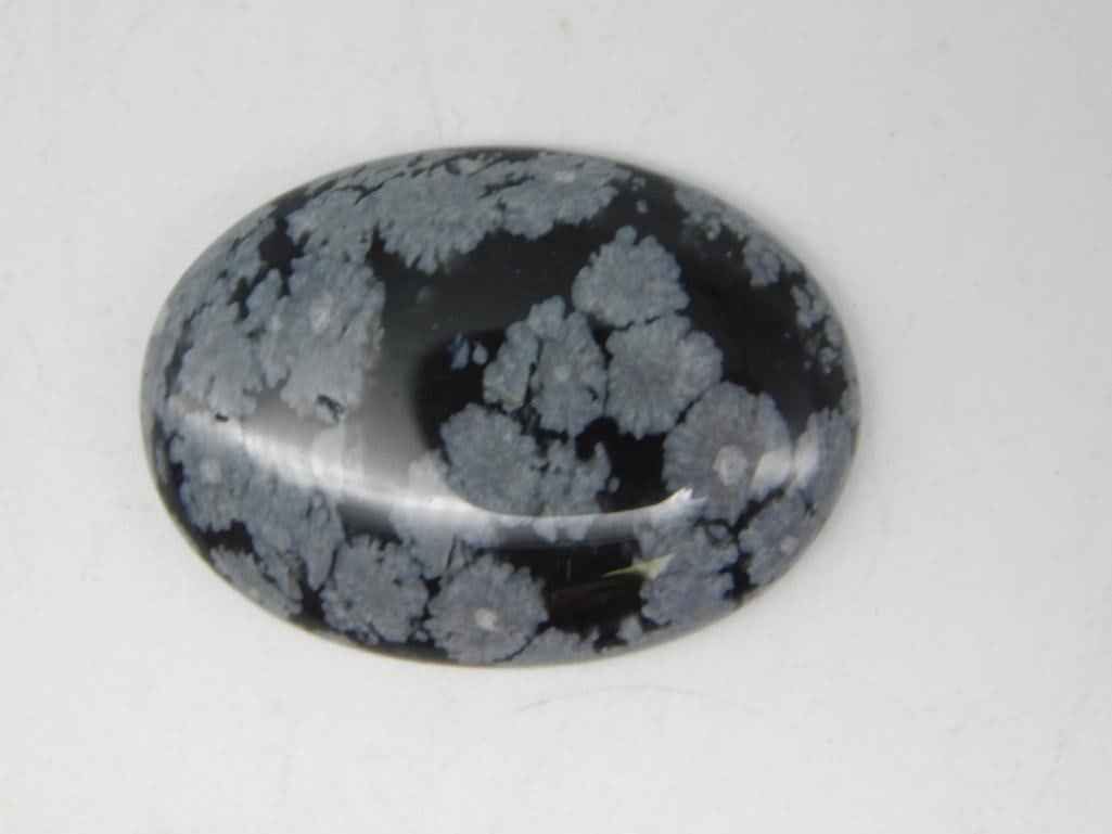 SNOWFLAKE OBSIDIAN CABOCHON ROCK STONE LAPIDARY SPECIMEN (1 of 2)
