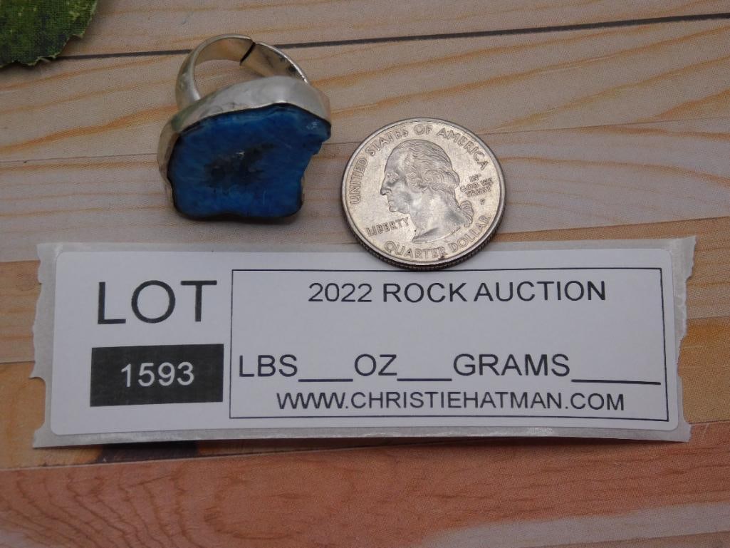 GEODE SLICE RING ROCK STONE LAPIDARY SPECIMEN - 3