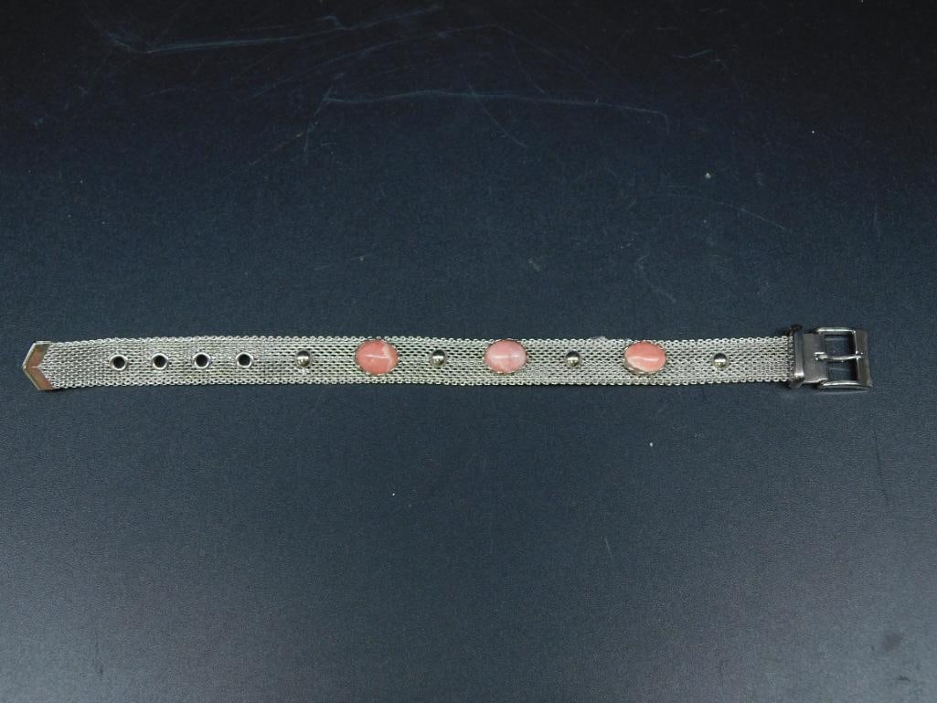 RHODOCHROSITE BELT BRACELET VINTAGE ANTIQUE: RHODOCHROSITE BELT BRACELET VINTAGE ANTIQUE
