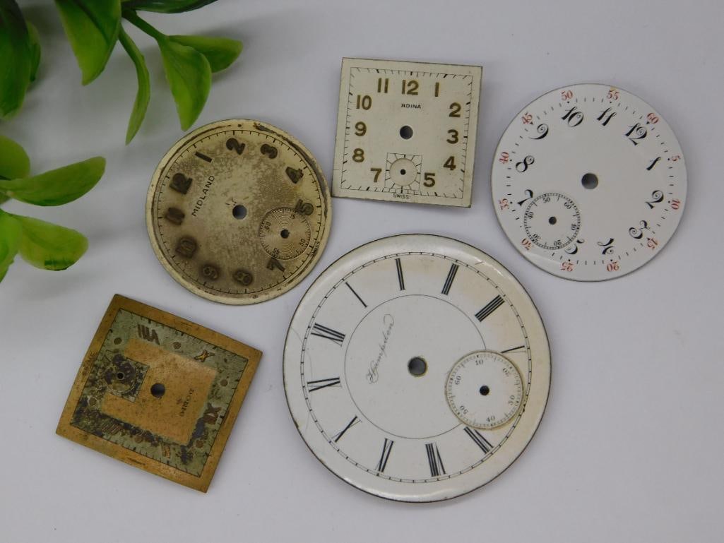 Five Vintage Watch Faces with Varied Designs Watchmaker Watchmaking Tools (1 of 2)