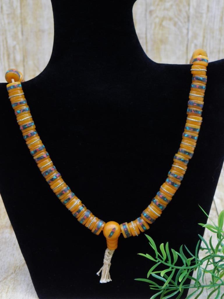 AFRICAN TRADE BEAD NECKLACE ROCK STONE LAPIDARY SPECIMEN: AFRICAN TRADE BEAD NECKLACE ROCK STONE LAPIDARY SPECIMEN