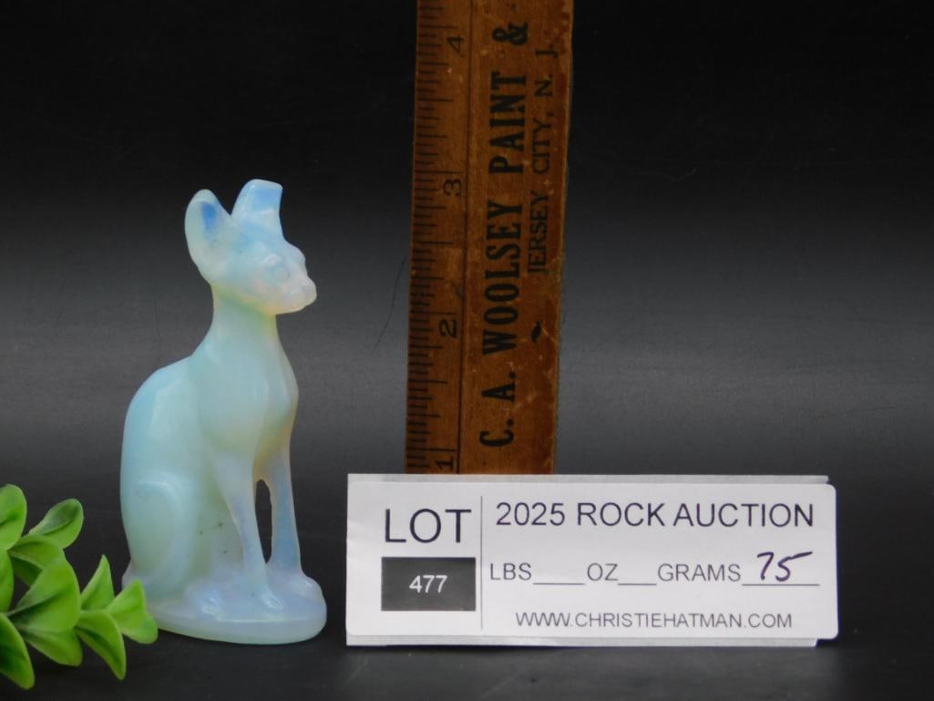 Opalescent Figurine of a Sitting Cat: Opalescent Figurine of a Sitting Cat