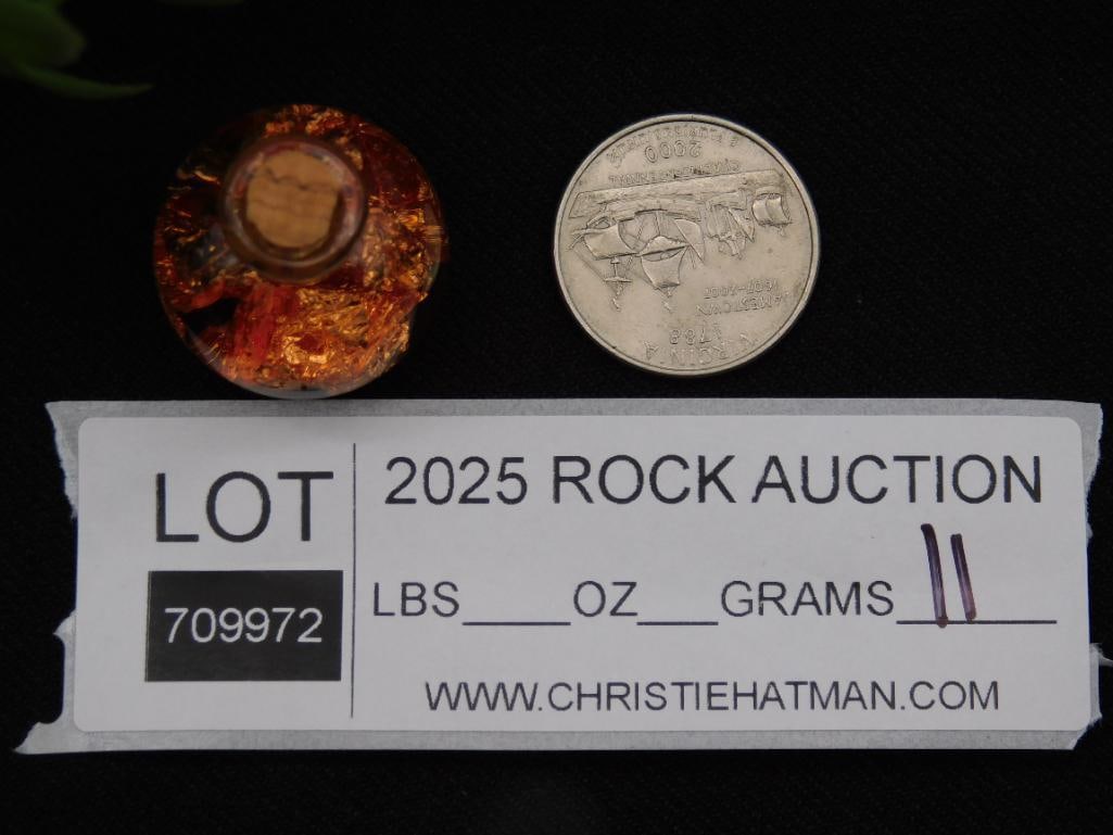 Miniature Glass Bottle with Copper Flakes ROCK STONE LAPIDARY SPECIMEN: Miniature Glass Bottle with Copper Flakes ROCK STONE LAPIDARY SPECIMEN