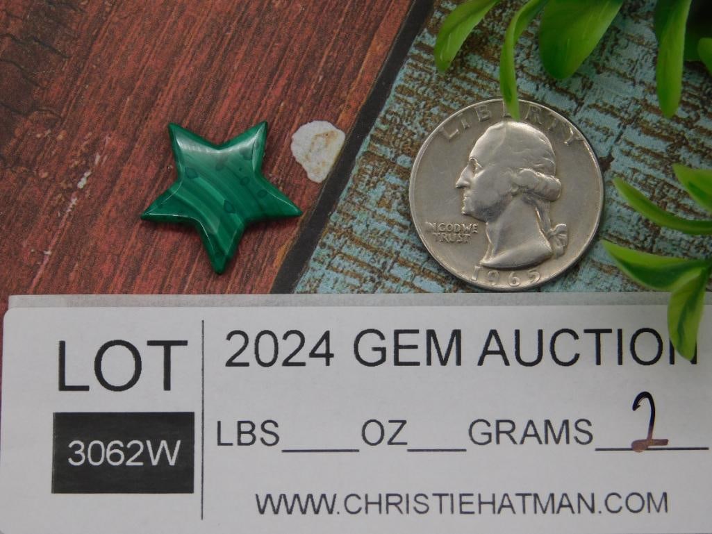 Malachite Star Shaped Gemstone Cabochon - 2