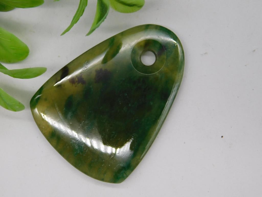 Polished Green Stone Pendant with Drilled Hole (1 of 2)