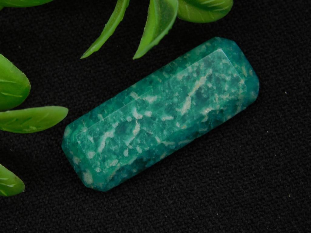 Polished Green Stone Rectangular Cabochon, 4 Grams
