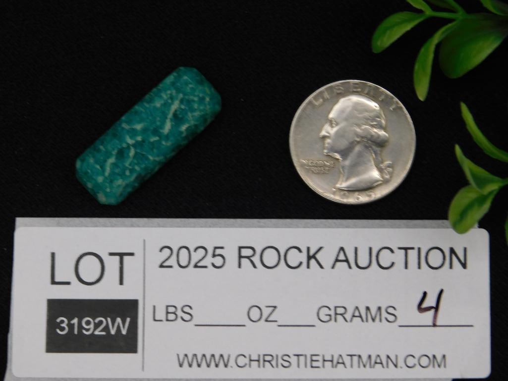 Polished Green Stone Rectangular Cabochon, 4 Grams - 2