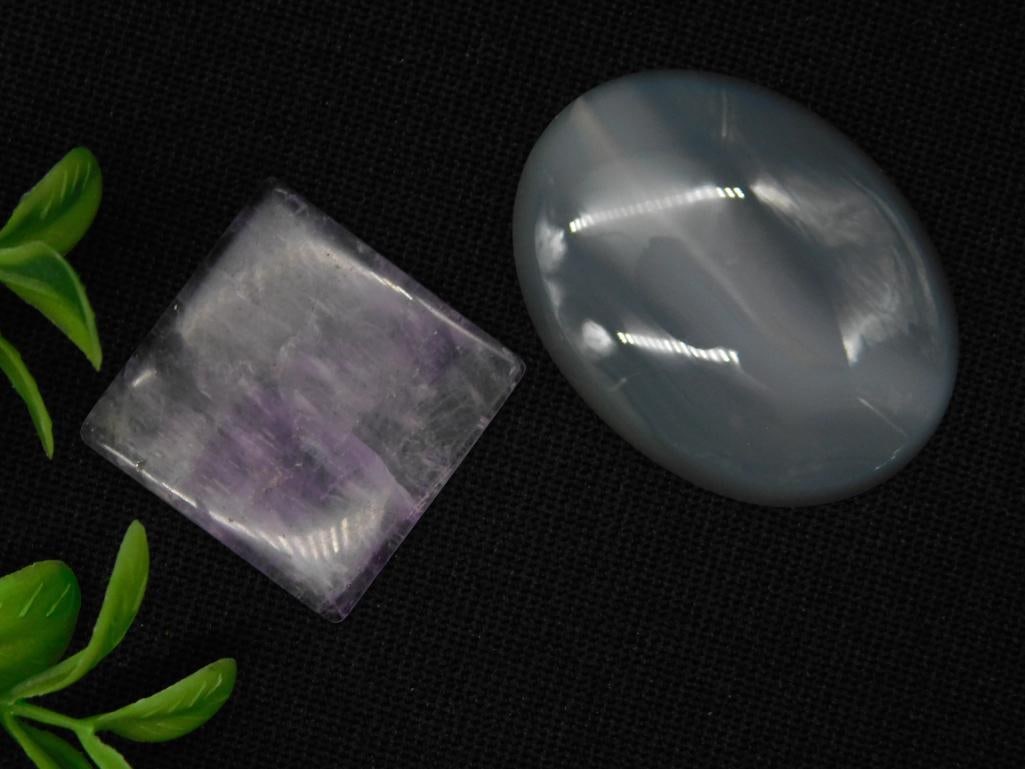 LOT OF TWO GEMSTONE PIECES ROCK STONE LAPIDARY SPECIMEN (1 of 2)