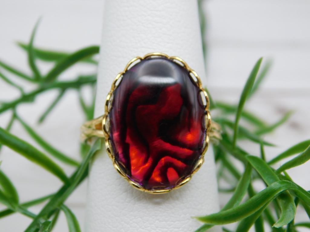 ABALONE STONE RING ROCK STONE LAPIDARY SPECIMEN: ABALONE STONE RING ROCK STONE LAPIDARY SPECIMEN