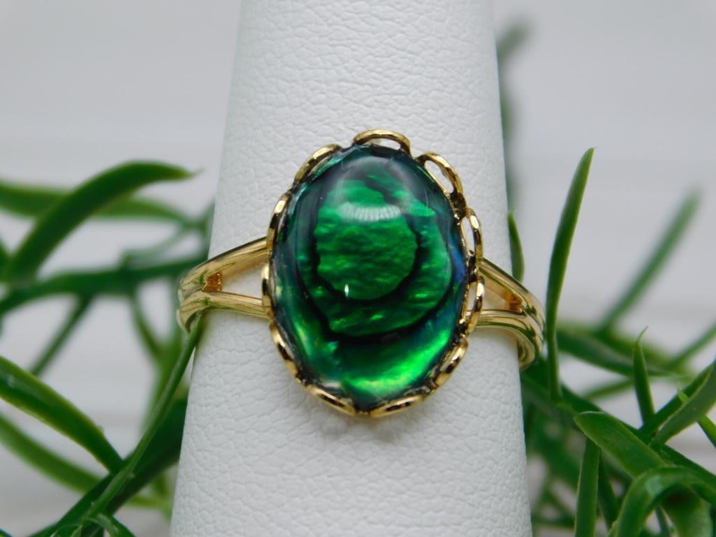 ABALONE STONE RING ROCK STONE LAPIDARY SPECIMEN (1 of 2)