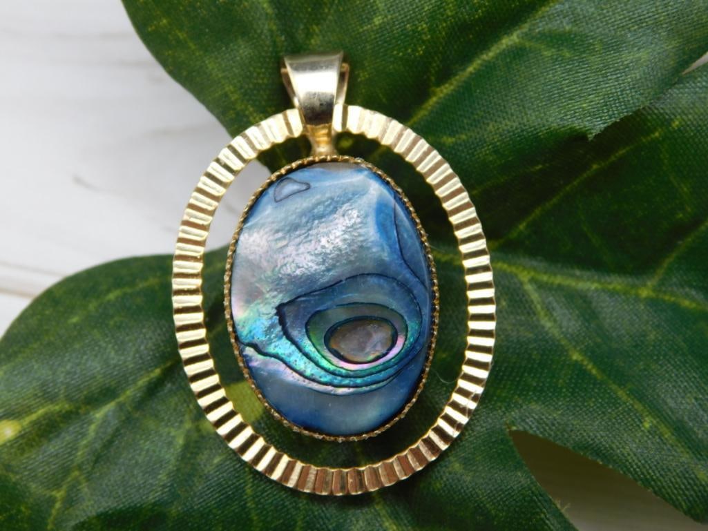 ABALONE STONE PENDANT ROCK STONE LAPIDARY SPECIMEN (1 of 2)