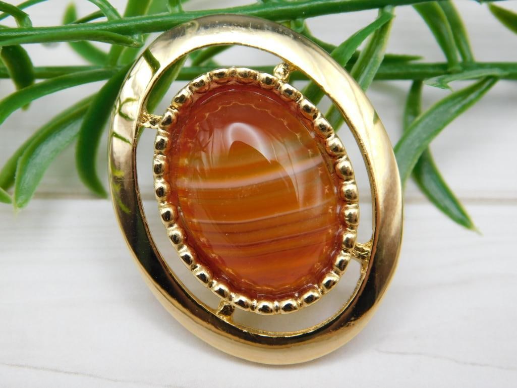BANDED CARNELIAN PENDANT ROCK STONE LAPIDARY SPECIMEN (1 of 2)
