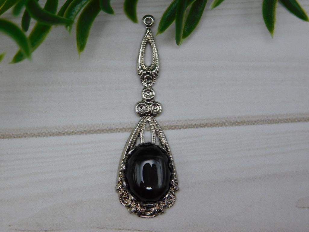 OBSIDIAN PENDANT ROCK STONE LAPIDARY SPECIMEN (1 of 2)