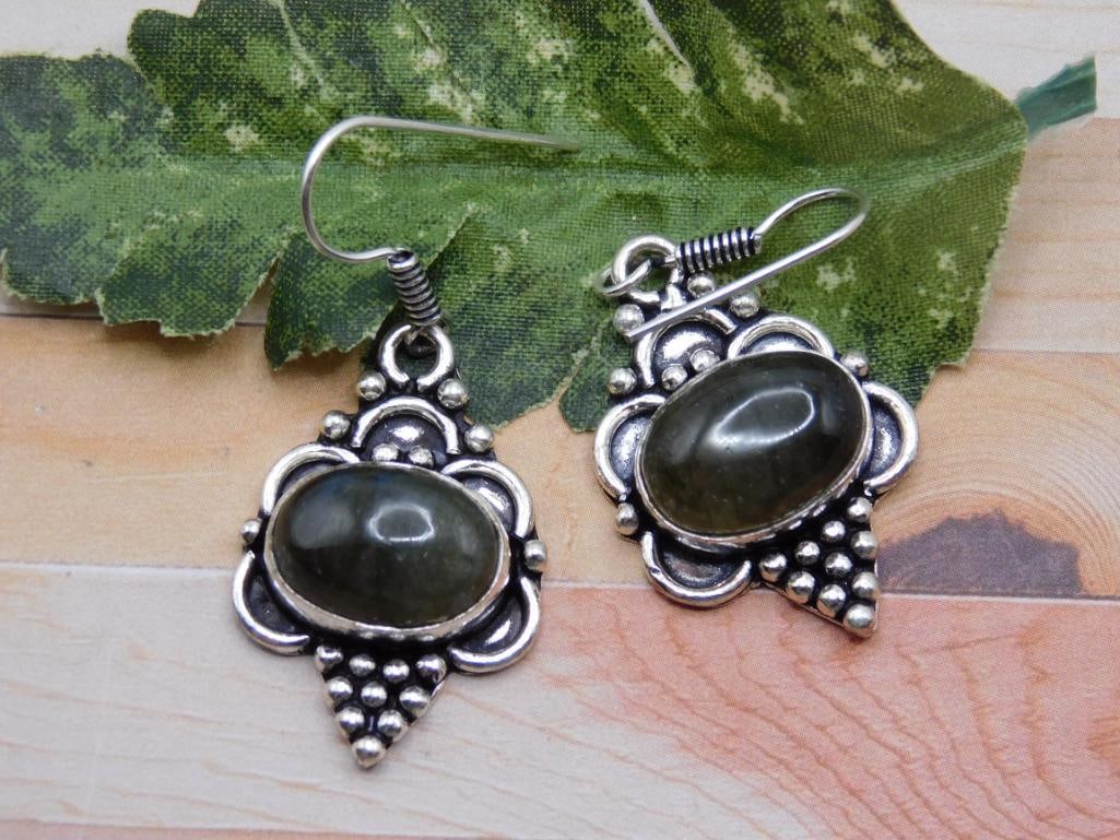 LABRADORITE EARRINGS ROCK STONE LAPIDARY SPECIMEN (1 of 2)