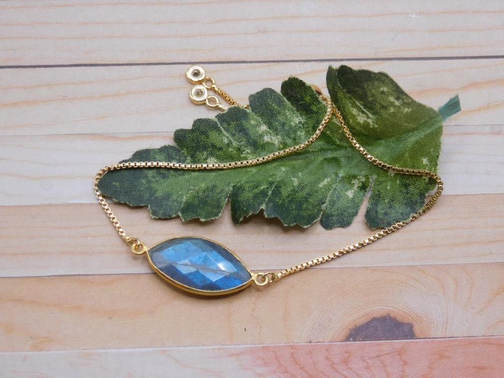 LABRADORITE ADJUSTABLE BRACELET ROCK STONE LAPIDARY SPECIMEN: LABRADORITE ADJUSTABLE BRACELET ROCK STONE LAPIDARY SPECIMEN