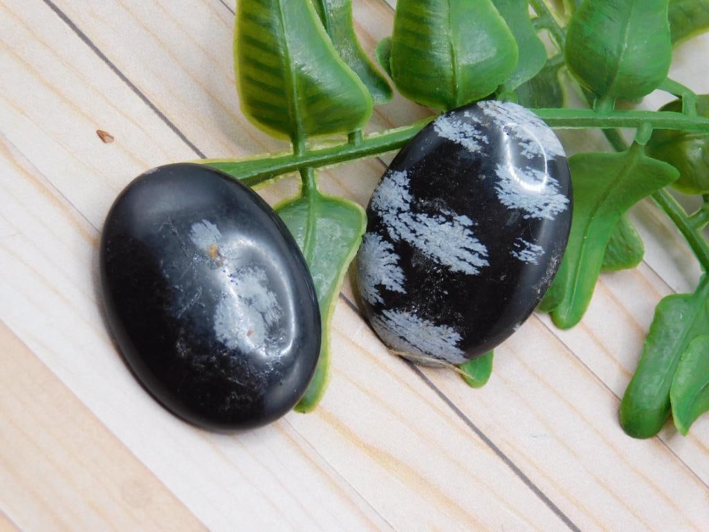 SNOWFLAKE OBSIDIAN CABOCHON ROCK STONE LAPIDARY SPECIMEN (1 of 2)