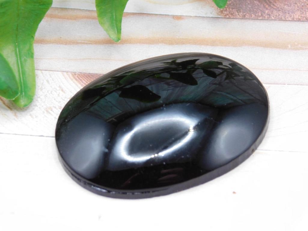OBSIDIAN CABOCHON ROCK STONE LAPIDARY SPECIMEN (1 of 2)