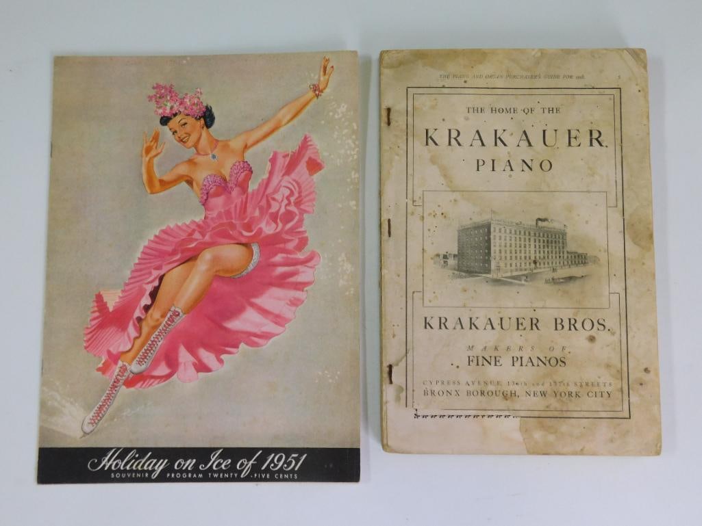 1906 THE HOME OF THE KRAKAUER PIANO AND HOLIDAY ON ICE OF 1951 CATALOGS PROGRAMS VINTAGE ANTIQUE (1 of 6)
