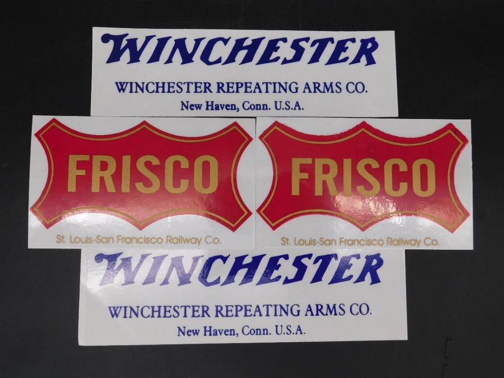 FRISCO AND WINCHESTER ADVERTISING STICKERS: FRISCO AND WINCHESTER ADVERTISING STICKERS
