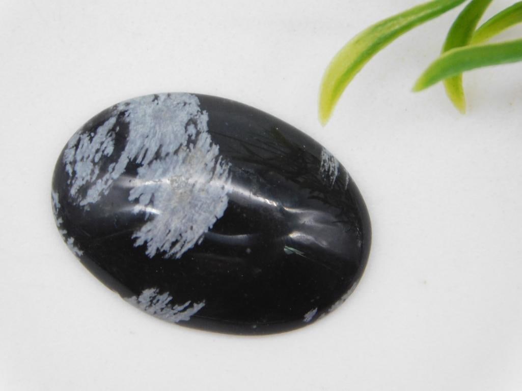 SNOWFLAKE OBSIDIAN CABOCHON ROCK STONE LAPIDARY SPECIMEN (1 of 2)
