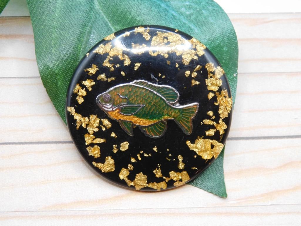 GOLD FLECKED BASS CABOCHON ROCK STONE LAPIDARY SPECIMEN: GOLD FLECKED BASS CABOCHON ROCK STONE LAPIDARY SPECIMEN