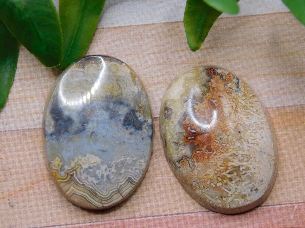 MEXICAN LACE CABOCHONS ROCK STONE LAPIDARY SPECIMEN: MEXICAN LACE CABOCHONS ROCK STONE LAPIDARY SPECIMEN