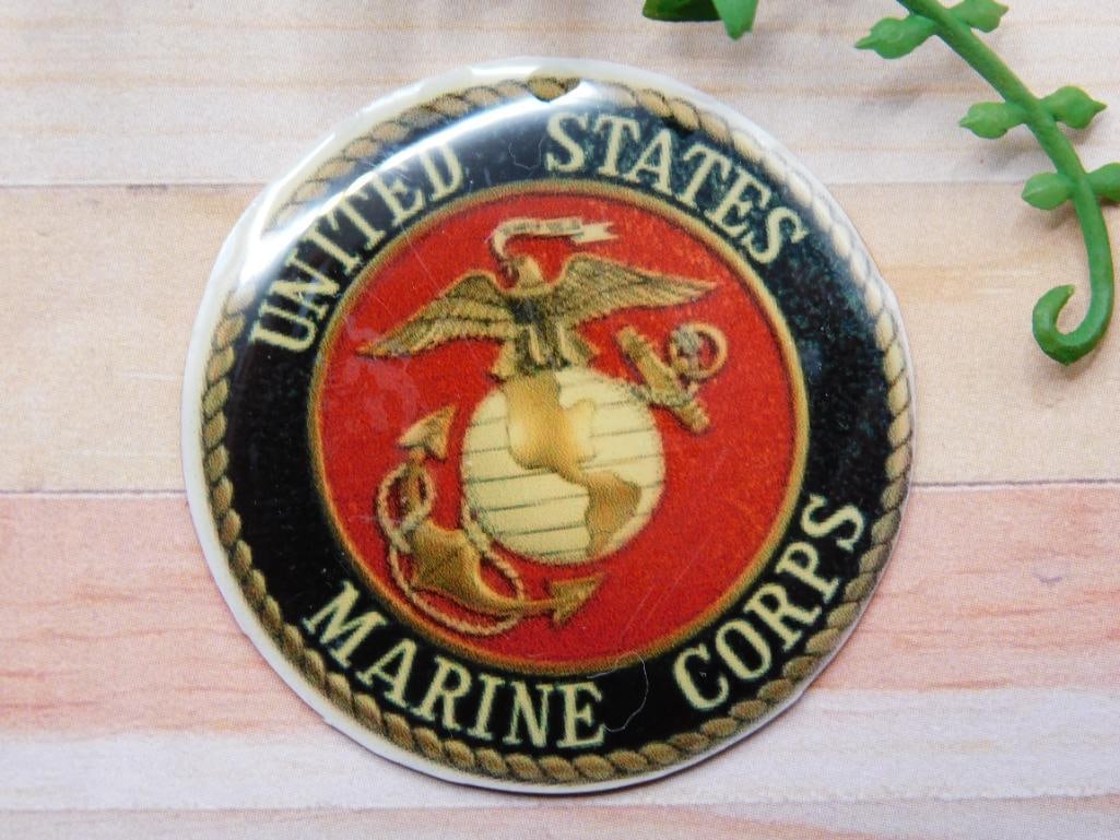 UNITED STATES MARINE CORPS CABOCHON ROCK STONE LAPIDARY SPECIMEN (1 of 2)