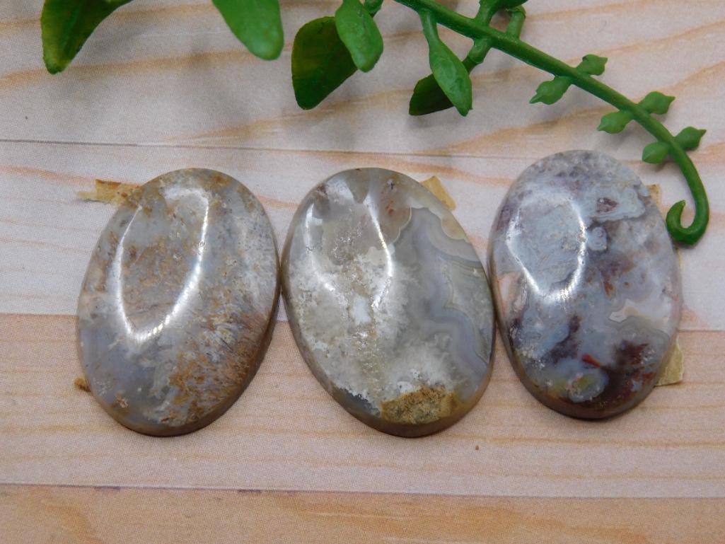 MEXICAN LACE CABOCHONS ROCK STONE LAPIDARY SPECIMEN: MEXICAN LACE CABOCHONS ROCK STONE LAPIDARY SPECIMEN