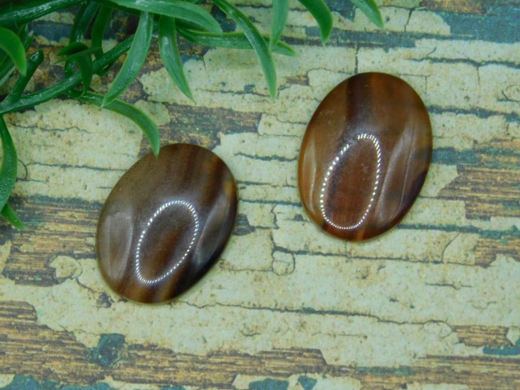 BANDED AGATE CABOCHONS ROCK STONE LAPIDARY SPECIMEN (1 of 2)