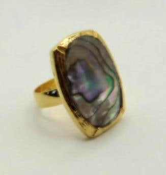 ABALONE STONE RING ROCK STONE LAPIDARY SPECIMEN (1 of 2)