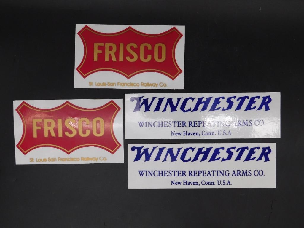 FRISCO AND WINCHESTER ADVERTISING STICKERS: FRISCO AND WINCHESTER ADVERTISING STICKERS