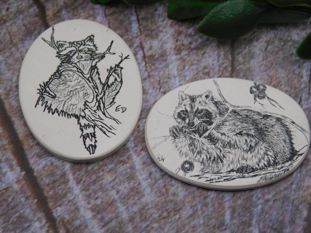 SCRIMSHAW CABOCHONS ROCK STONE LAPIDARY SPECIMEN: SCRIMSHAW CABOCHONS ROCK STONE LAPIDARY SPECIMEN