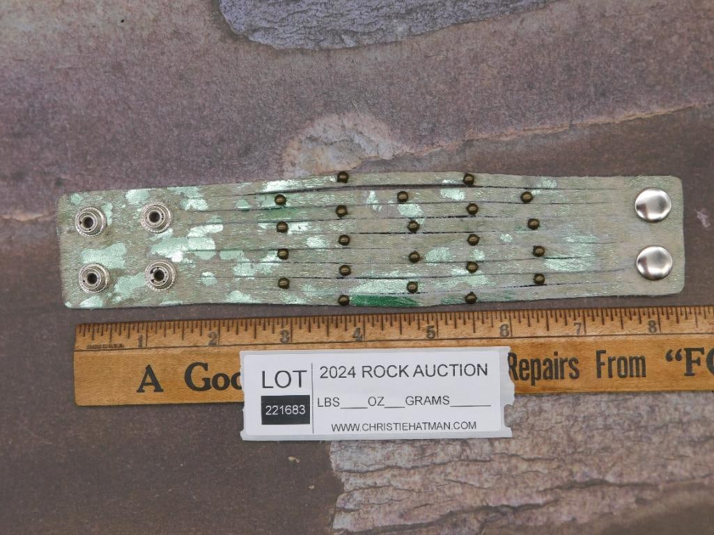 COW HIDE STUDDED CUFF BRACELET - 2