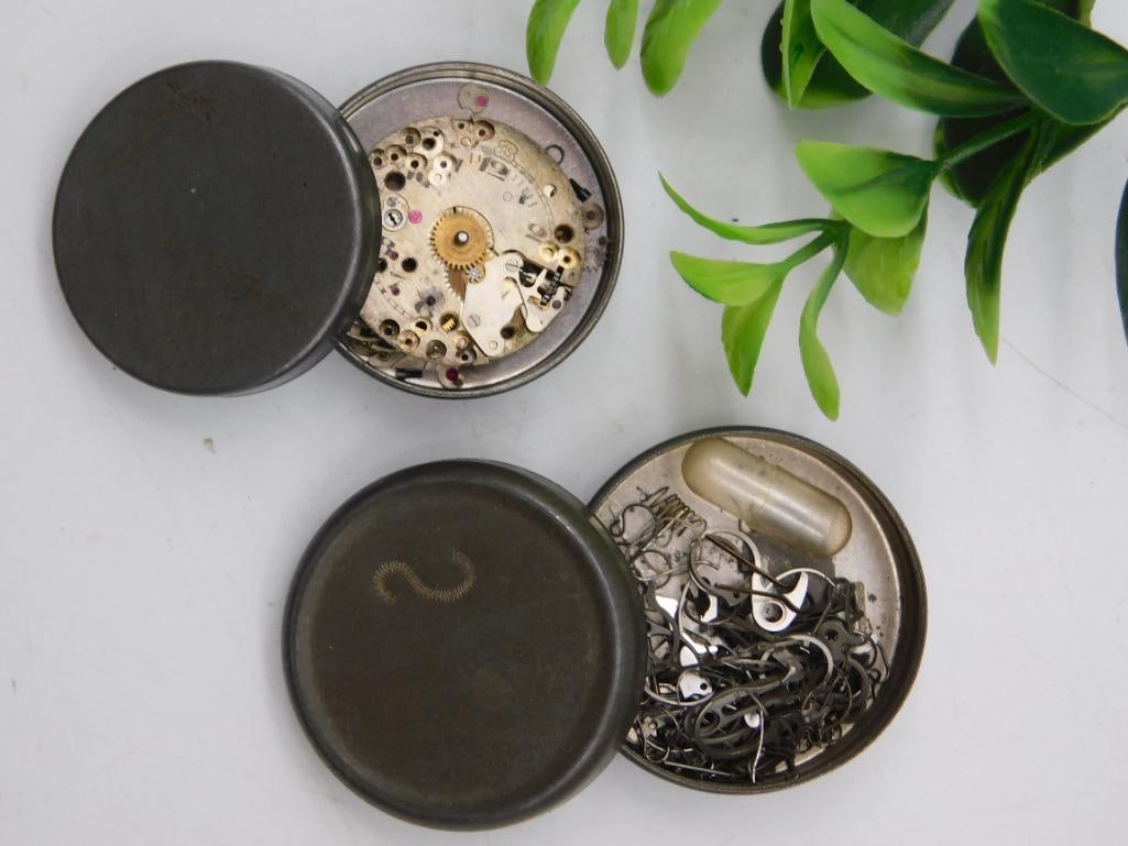 Vintage Watch Parts in Metal Cases WATCHMAKER WATCHMAKING TOOLS (1 of 2)