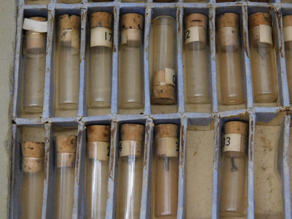 Vintage Set of Glass Vials with Cork Stoppers WATCHMAKER WATCHMAKING TOOLS: Vintage Set of Glass Vials with Cork Stoppers WATCHMAKER WATCHMAKING TOOLS