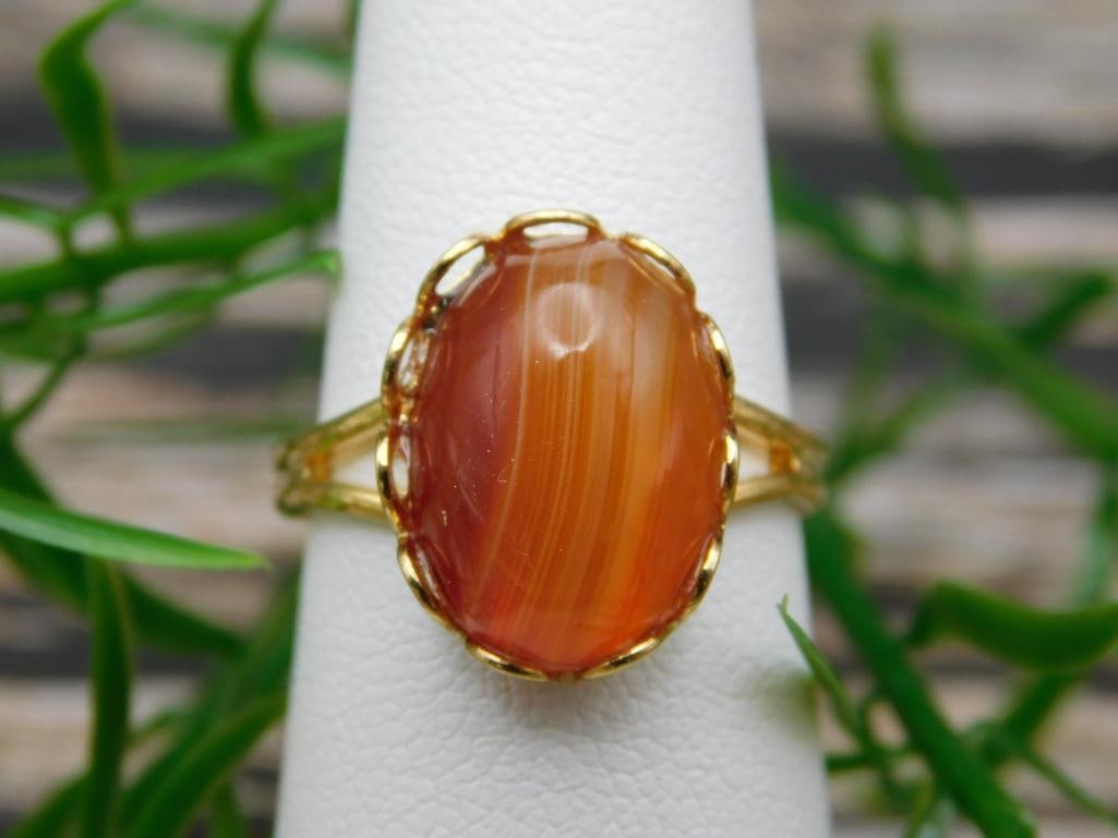 BANDED AGATE ADJUSTABLE RING ROCK STONE LAPIDARY SPECIMEN (1 of 2)