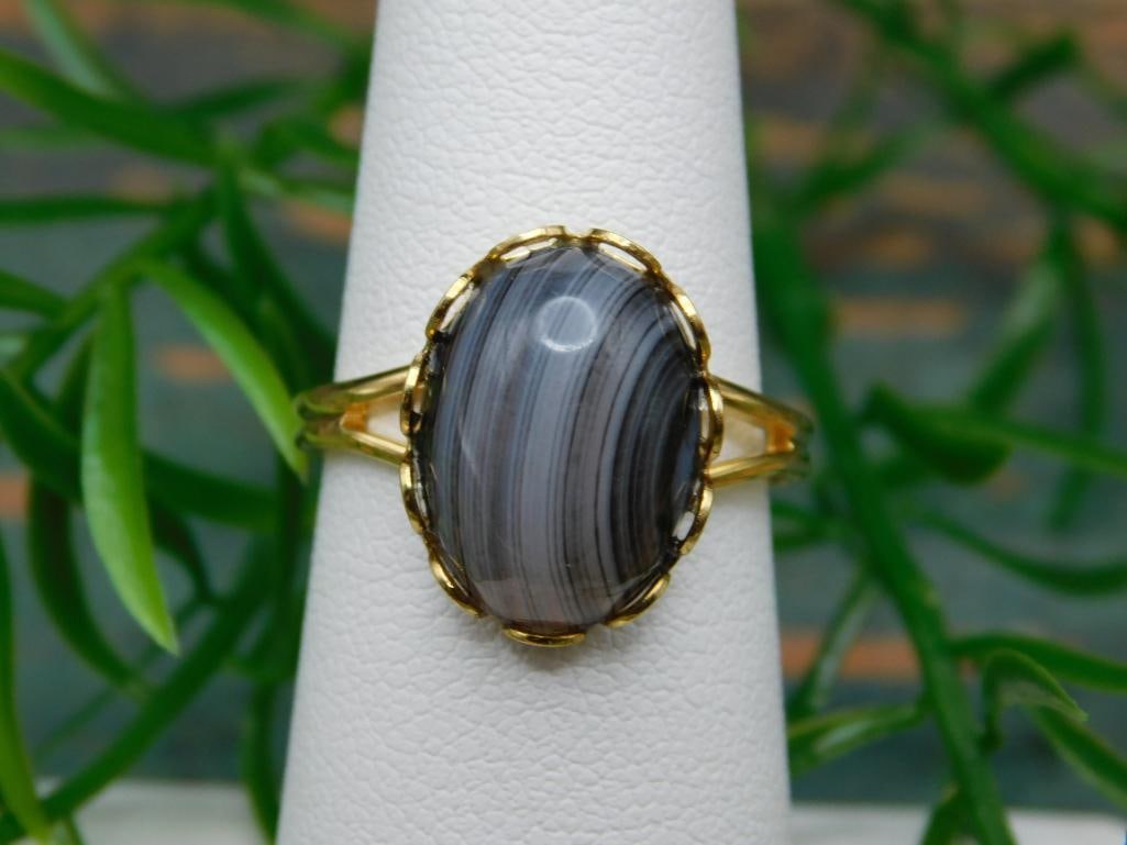 BOTSWANA AGATE ADJUSTABLE RING ROCK STONE LAPIDARY SPECIMEN (1 of 2)