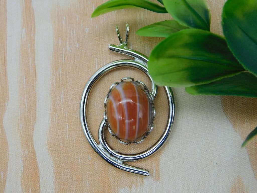 BANDED AGATE STONE PENDANT ROCK STONE LAPIDARY SPECIMEN (1 of 2)